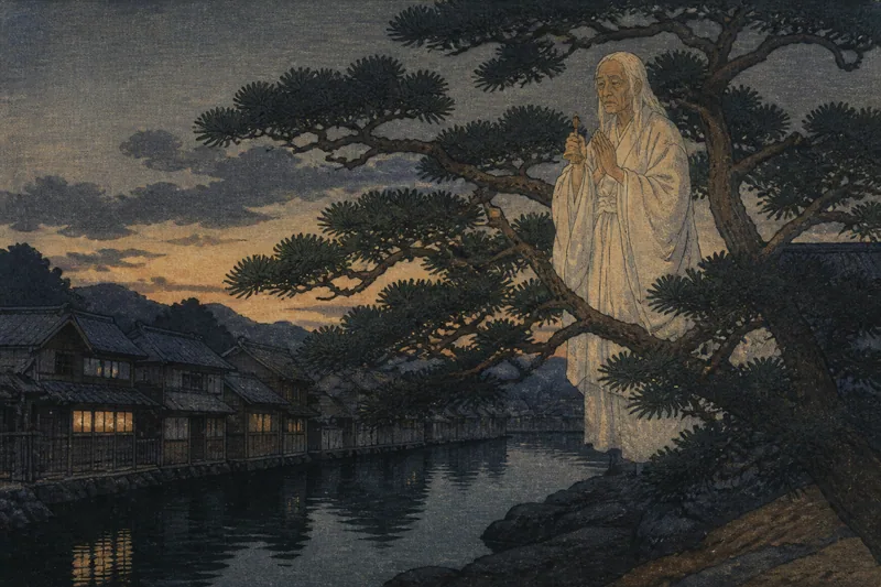 敦賀の松の上の念仏老婆のイメージ挿絵