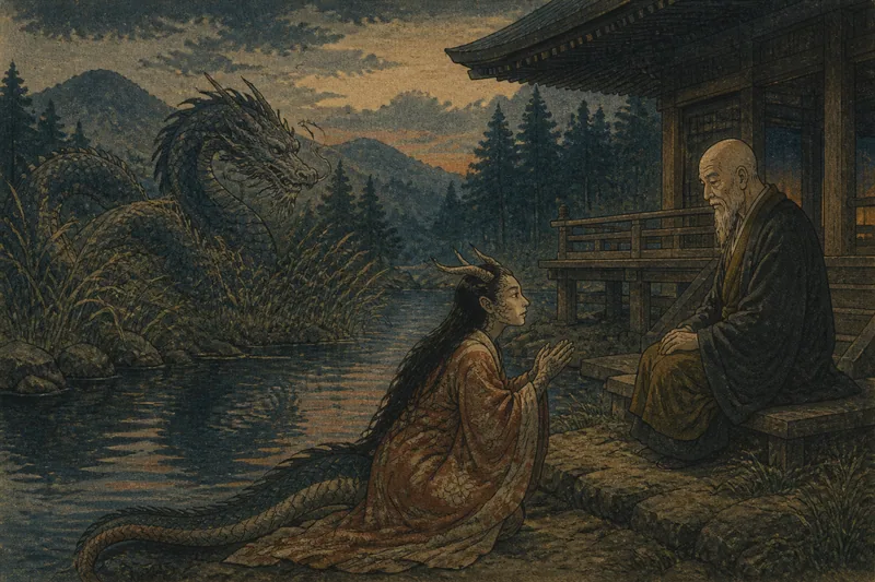 富士川の竜女の説教と寺の由来のイメージ挿絵