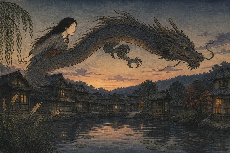 栗原の魚を食べた女の龍化のイメージ挿絵