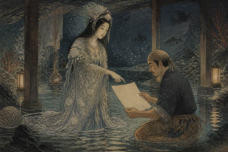 上野原の竜宮淵と神女の教えのイメージ挿絵