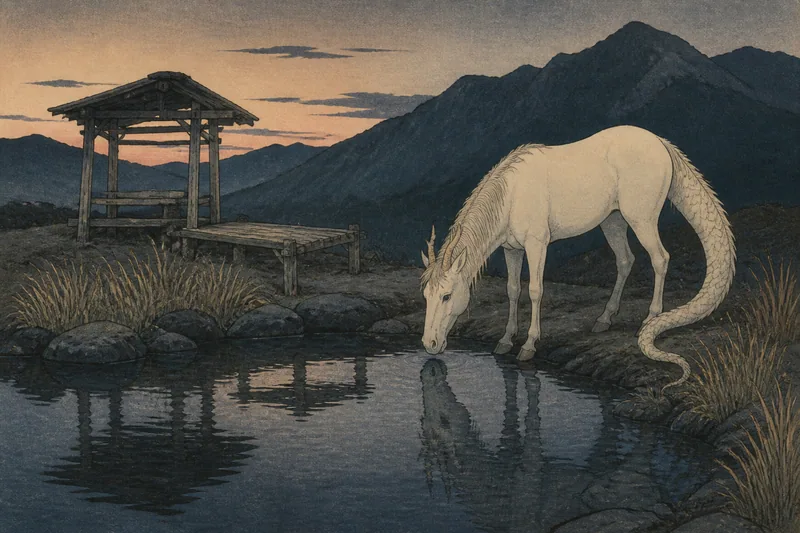 高山市の白馬に化ける竜神のイメージ挿絵