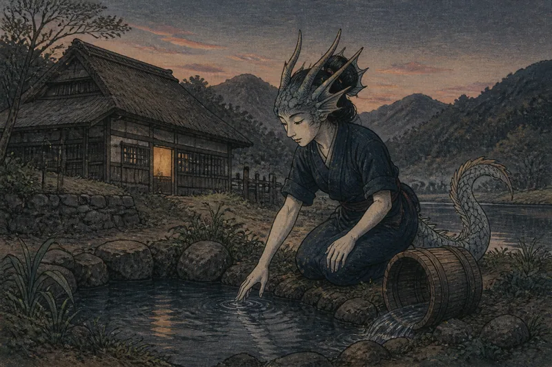 上野原の竜神お玉と湧き水のイメージ挿絵