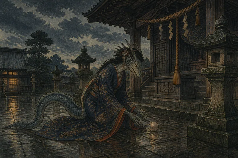 中津の竜女と雨乞いの竜珠のイメージ挿絵