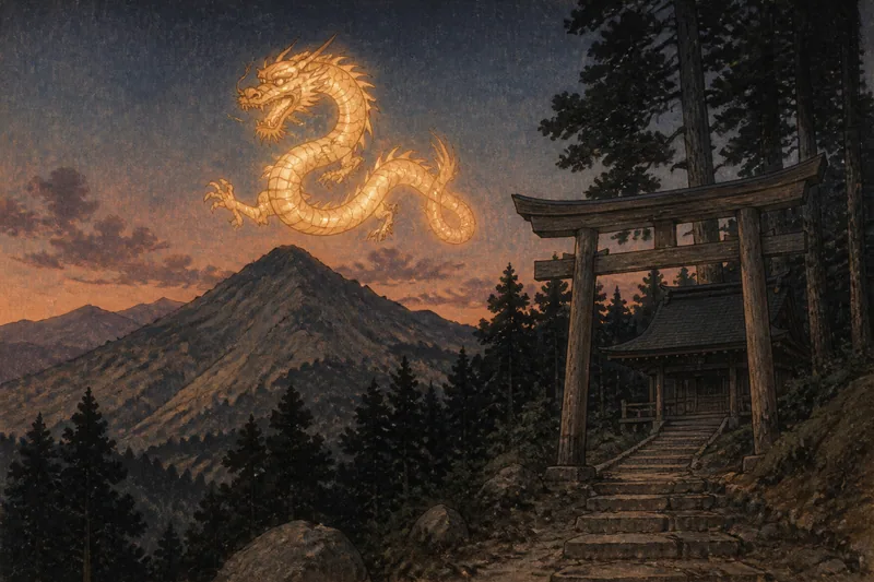 中能登の山に現れた龍燈のイメージ挿絵