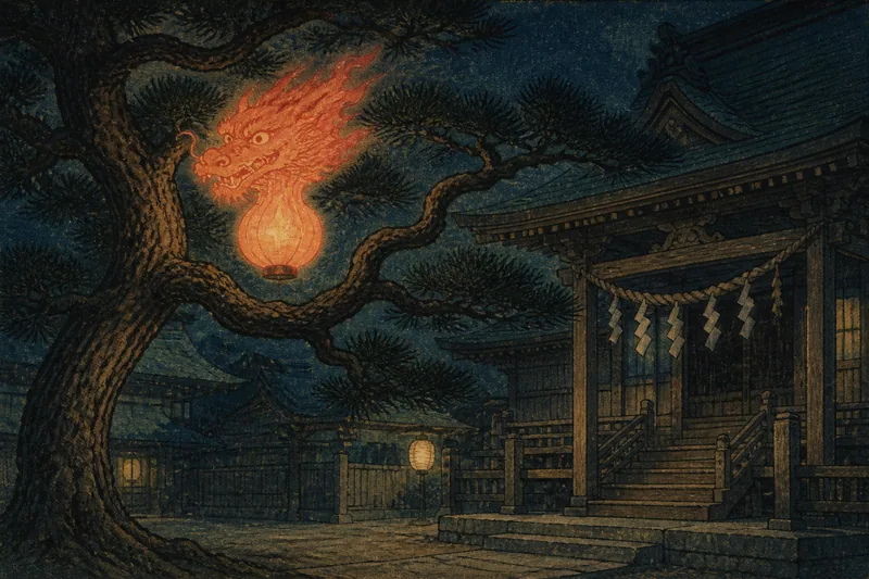 輪島の祭礼に現れる龍燈のイメージ挿絵