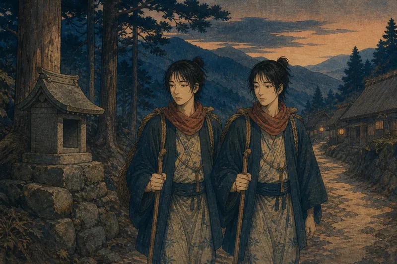 飛騨市の双子を祀るサイの神のイメージ挿絵