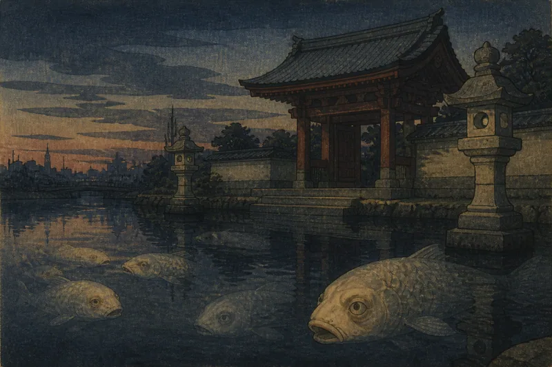 神前の魚を捕った祟りのイメージ挿絵