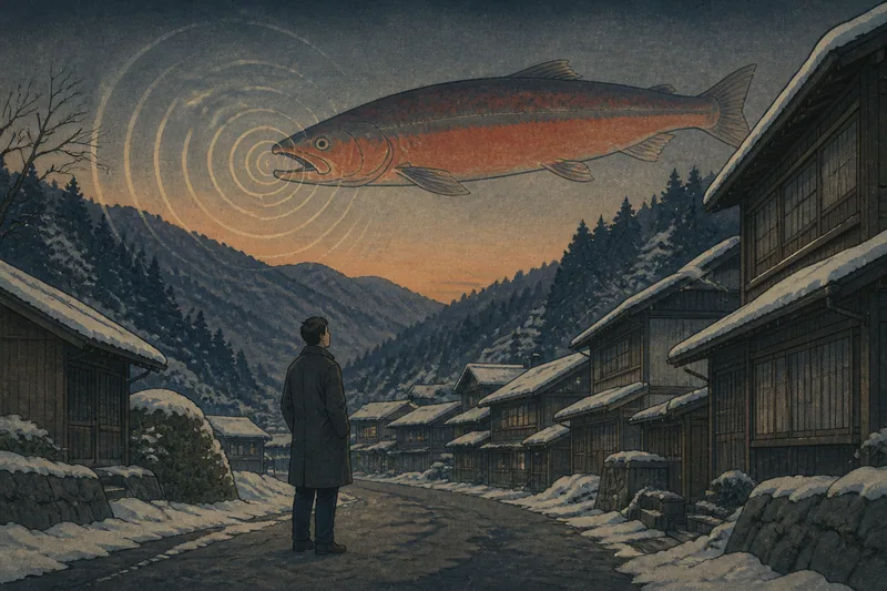 金山の鮭の大助を避ける夜のイメージ挿絵