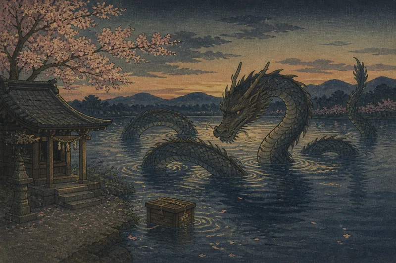 桜ヶ池の龍神伝説のイメージ挿絵