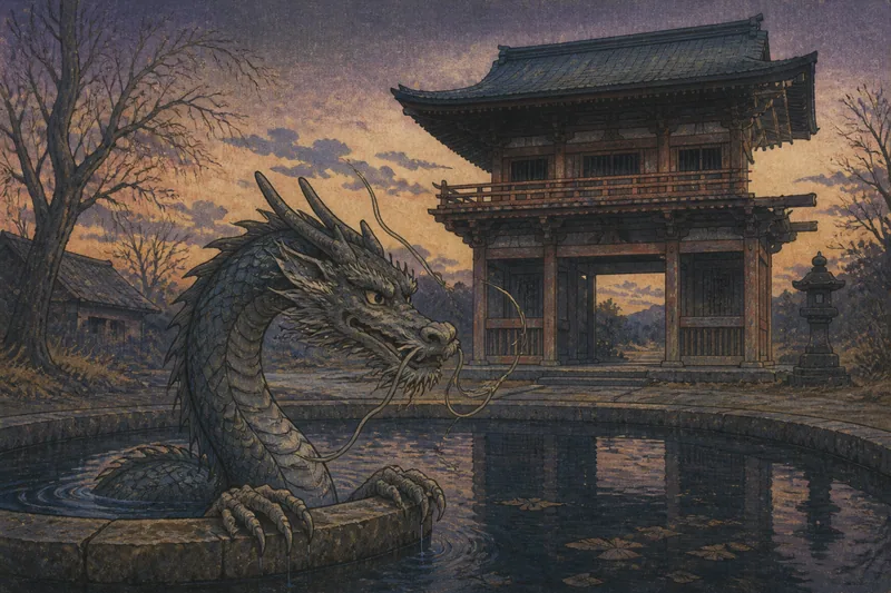 山門の龍の彫刻の悪戯のイメージ挿絵