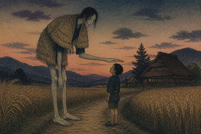 郡上の子どもを連れ去る背くらべのイメージ挿絵