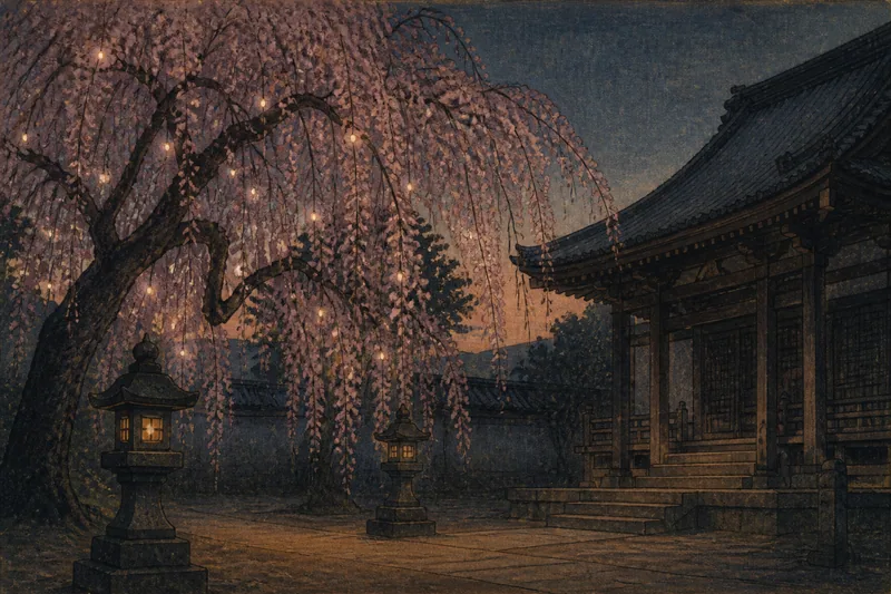 死を告げるシダレ桜のイメージ挿絵
