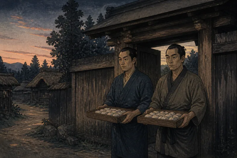 福島市の死者を知らせる二人組のイメージ挿絵