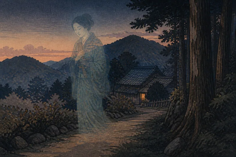熊野の故郷へ帰る嫁の霊のイメージ挿絵