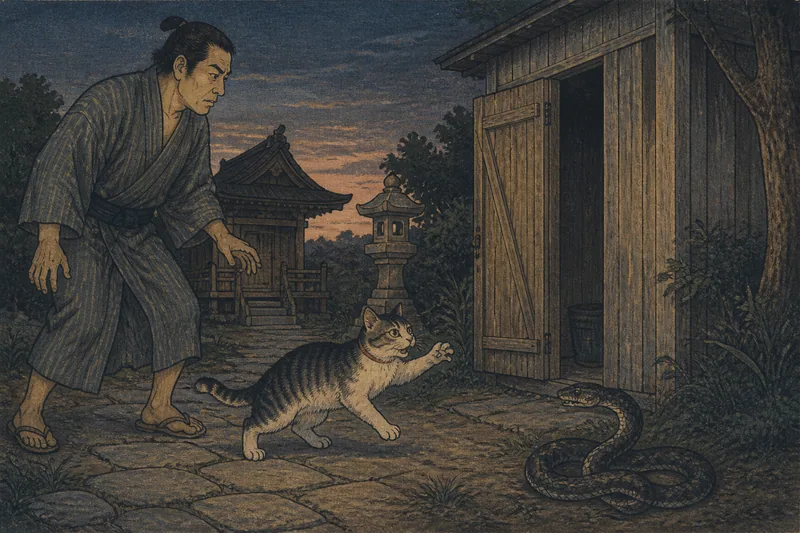 主人を守った猫のイメージ挿絵