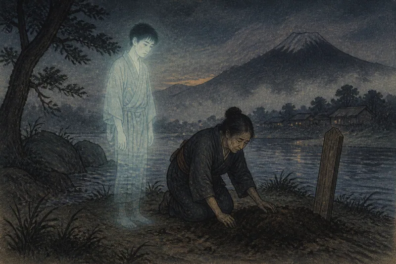 富士吉田の亡き子を追う母のイメージ挿絵