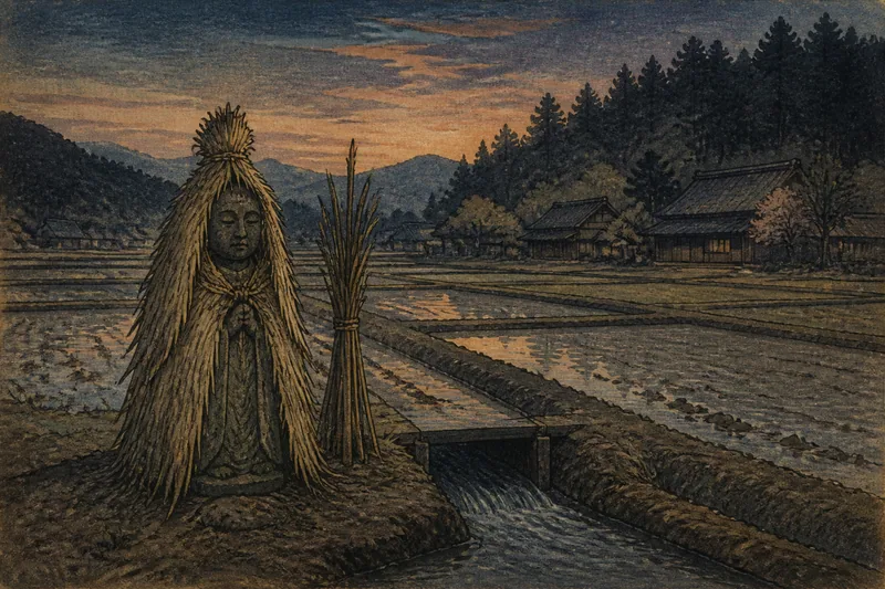 村上市の葭を立てる田の神のイメージ挿絵