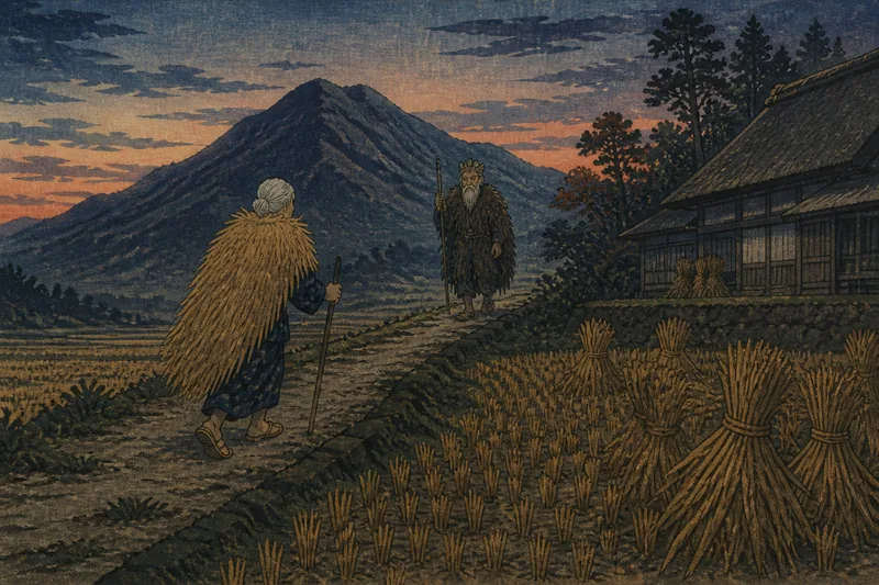大野の田の神と山の神の交代のイメージ挿絵