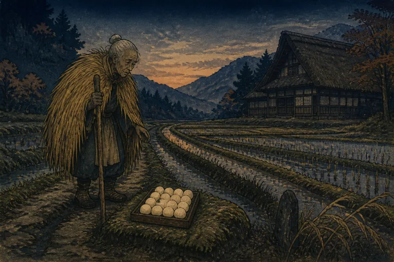 五泉の十六団子で迎える田の神様のイメージ挿絵