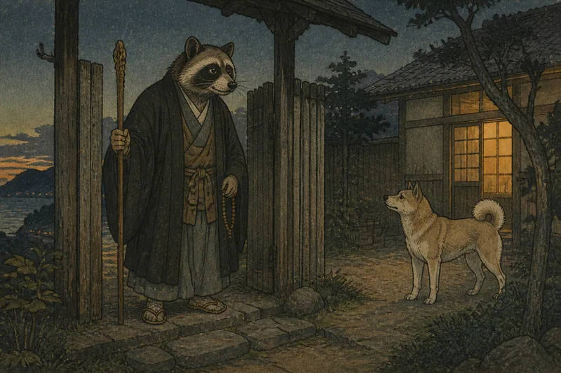 熱海の犬に食い殺された狸和尚のイメージ挿絵