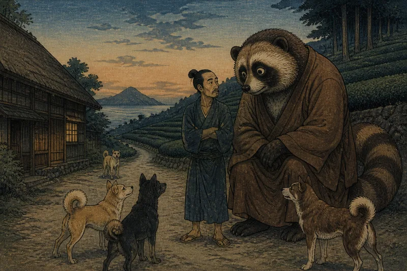 東伊豆の犬嫌いの化け狸のイメージ挿絵