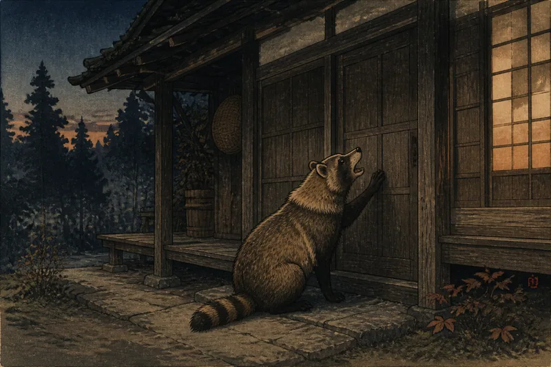 飯田の狸が呼ぶ夜の戸のイメージ挿絵