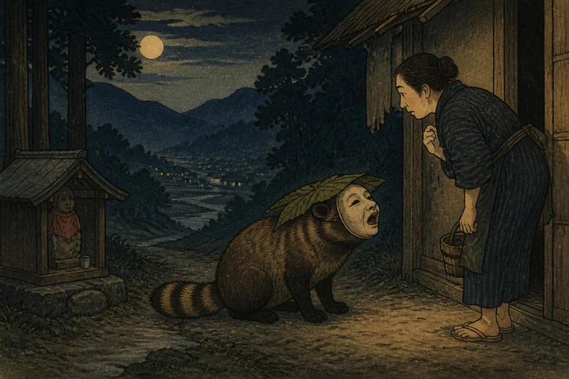 飯田の狸がまねる夜の物音のイメージ挿絵