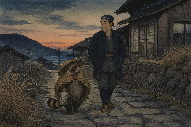 琴浦町の蓑徳利タヌキのイメージ挿絵