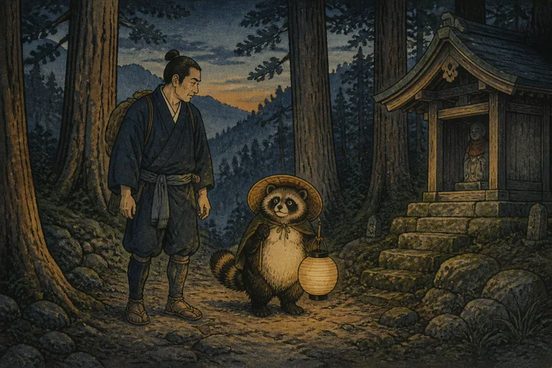 長野市の山に出る化け狸のイメージ挿絵