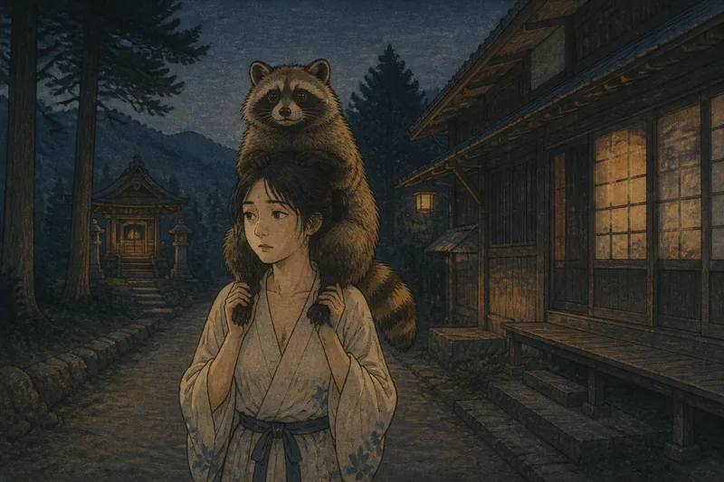 南木曽の夜歩きする狸憑きのイメージ挿絵