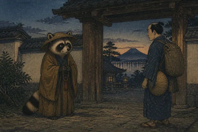 沼津の犬に正体を暴かれた狸僧のイメージ挿絵