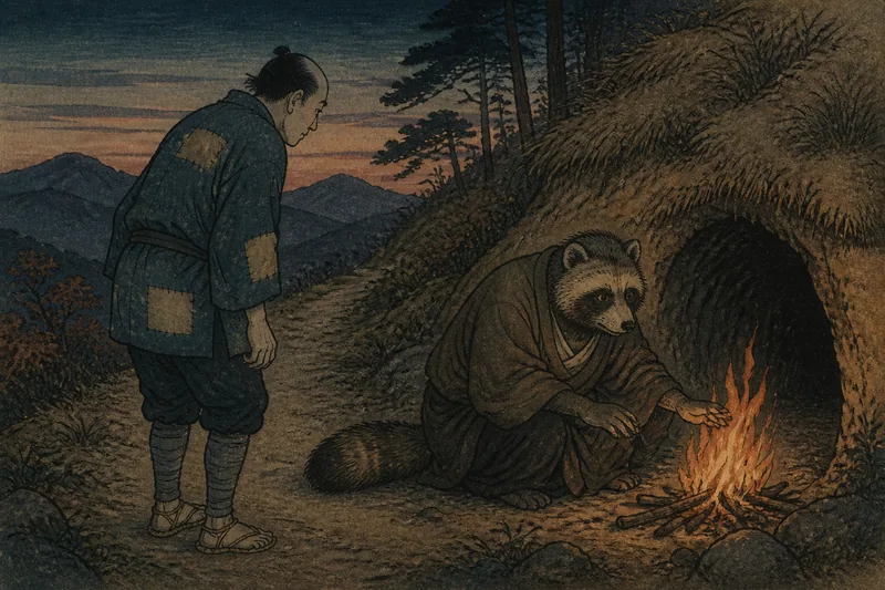 大洲の僧に化けた古狸のイメージ挿絵