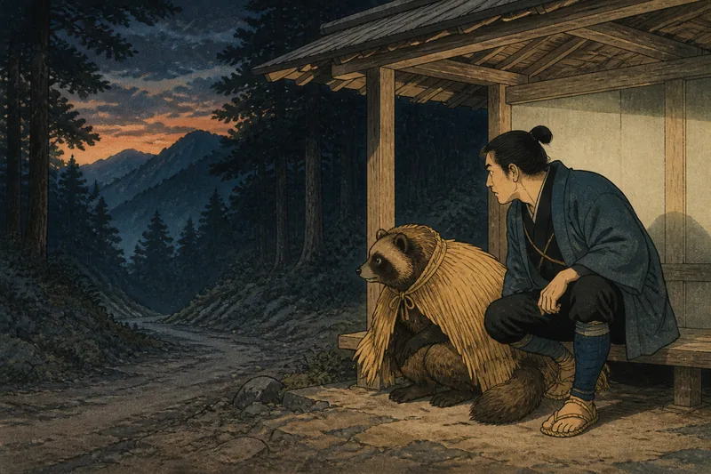 高山市の狸の死人番化かしのイメージ挿絵