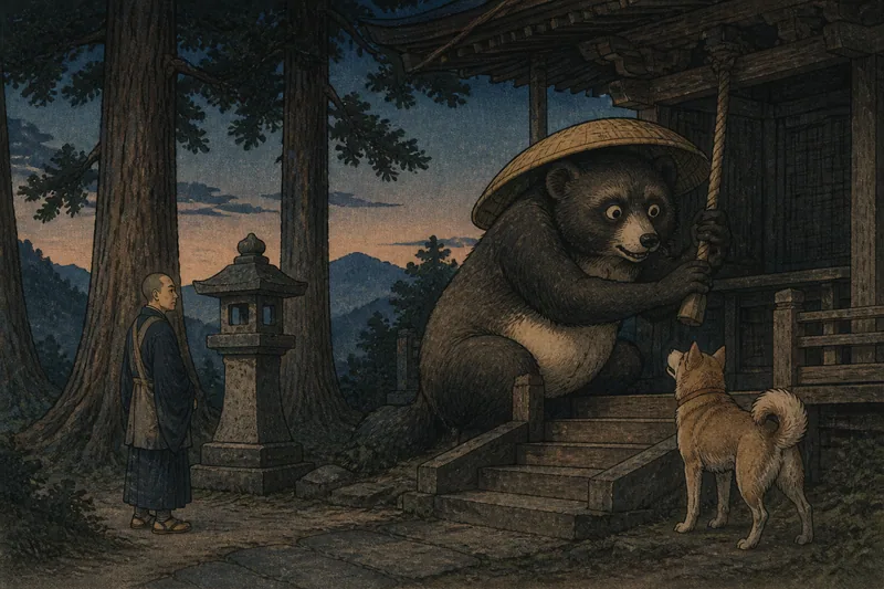 天童の古狸と犬べんべこ太郎のイメージ挿絵