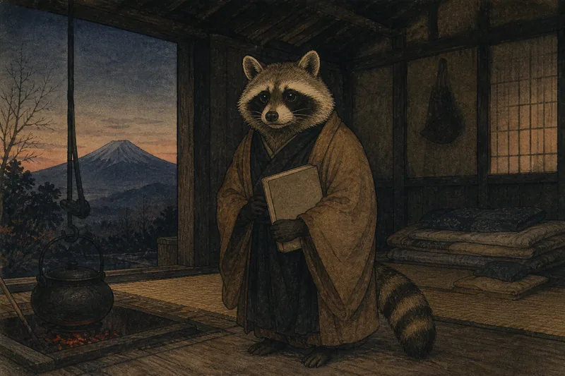 山梨市の僧侶に化けた狸の書物のイメージ挿絵