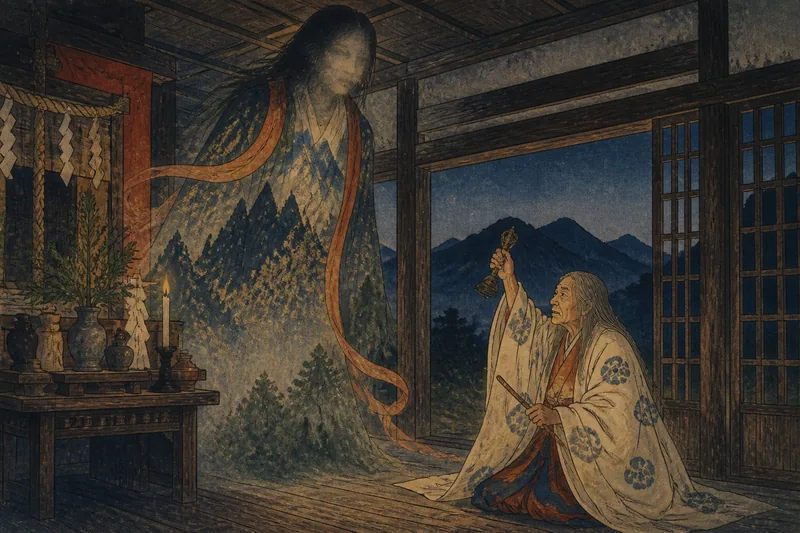 辰野の口よせばばと山の神のイメージ挿絵
