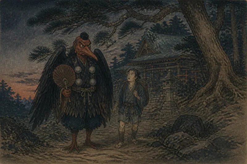 郡上市の天狗松と神隠しのイメージ挿絵
