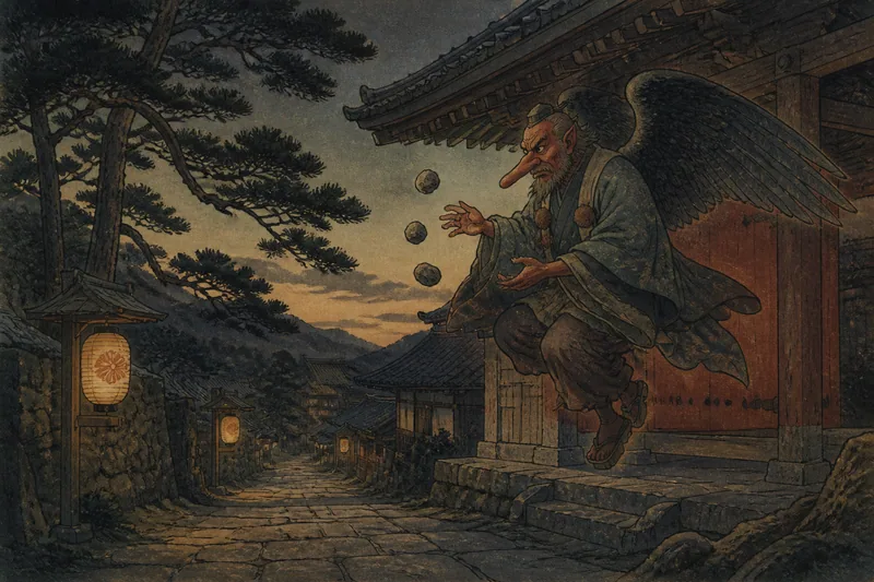 鎌倉の天狗礫と夜道の騒ぎのイメージ挿絵