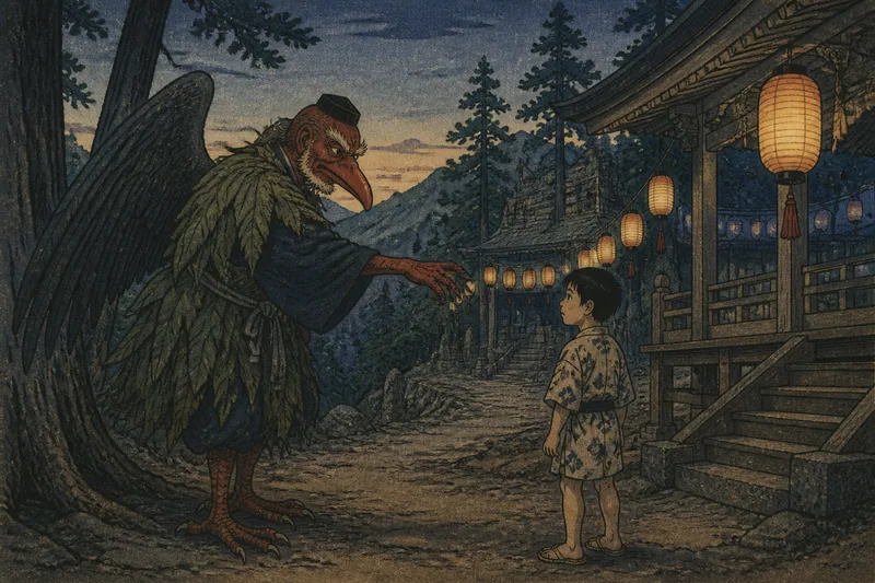 塩尻の天狗が招く神隠しのイメージ挿絵