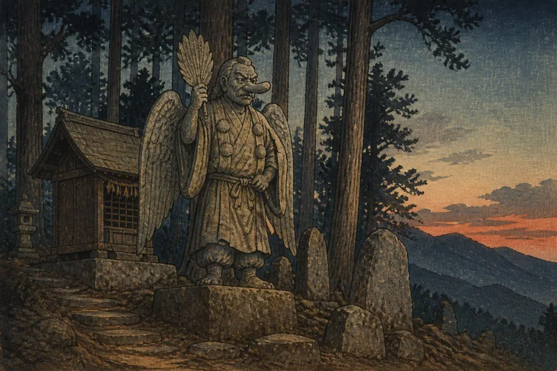 天狗の姿をした山の神のイメージ挿絵
