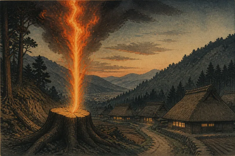 竹田の天狗山の木の祟りのイメージ挿絵