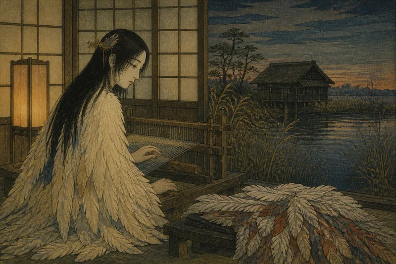 遠野の羽衣を奪われた天女のイメージ挿絵
