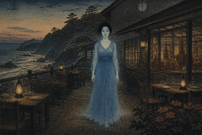 モスビーチ蒸留所の青い婦人のイメージ挿絵