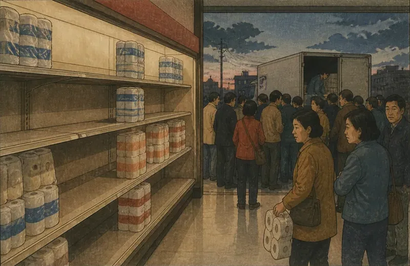 トイレットペーパー騒動のイメージ挿絵