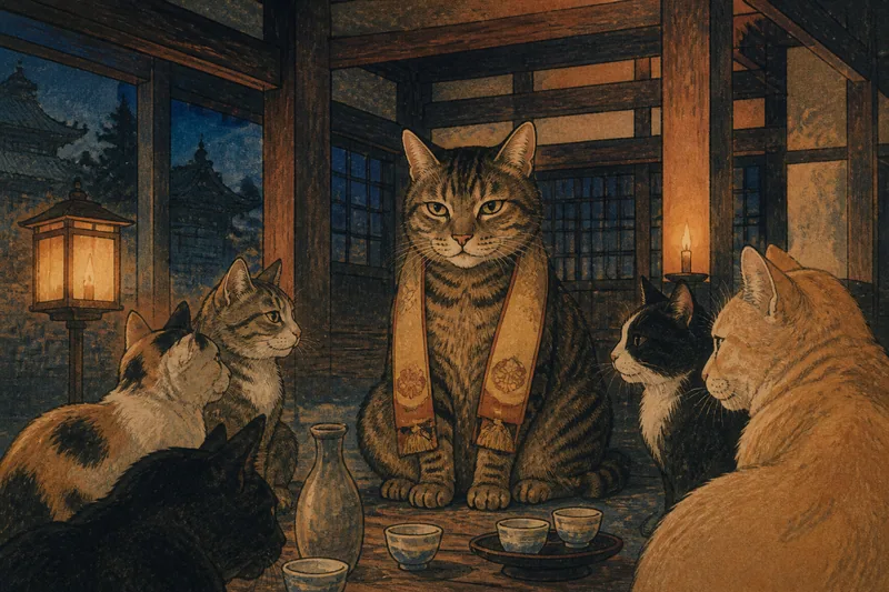 酒盛りの虎猫のイメージ挿絵