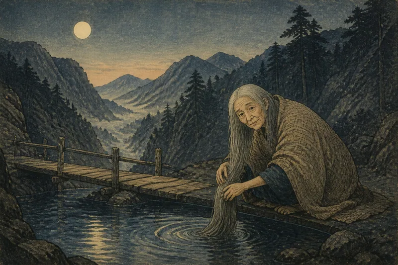 飛騨市の月夜に髪洗う姥のイメージ挿絵