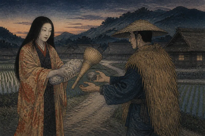 竹田の産女が抱かせる石のイメージ挿絵