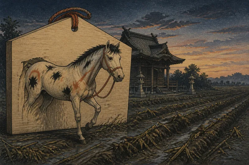 絵馬の馬が畑を荒らす話のイメージ挿絵