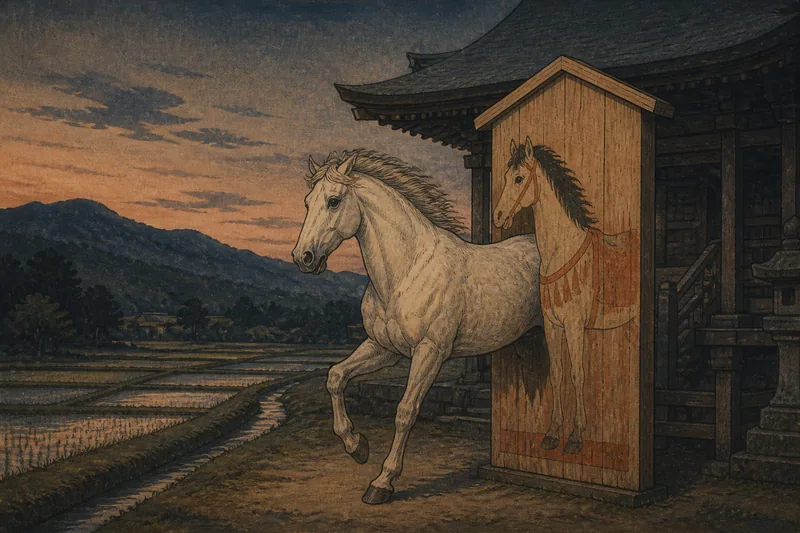 下呂の絵馬から抜ける馬のイメージ挿絵