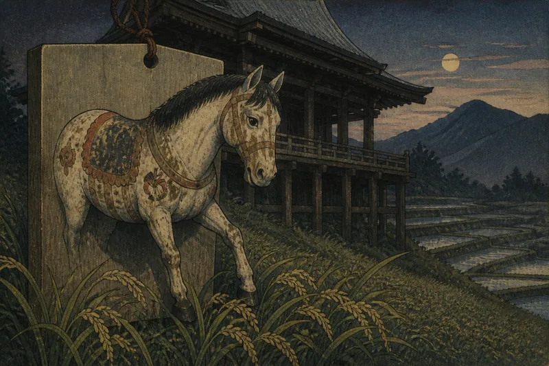 身延町の稲を食う絵馬の馬のイメージ挿絵